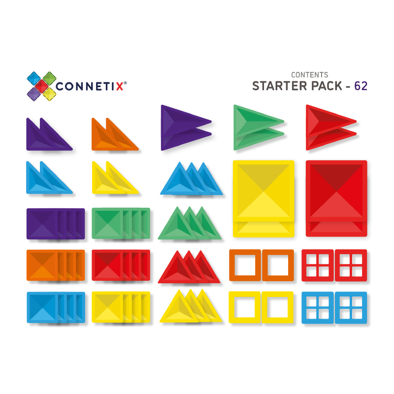 Connetix® Magnetne ploščice Starter Pack 62-delni Connetix