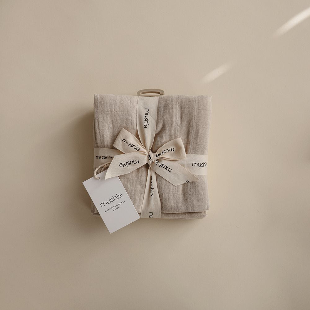 Mushie® Set treh tetra pleničk Fog 60x60 Mushie