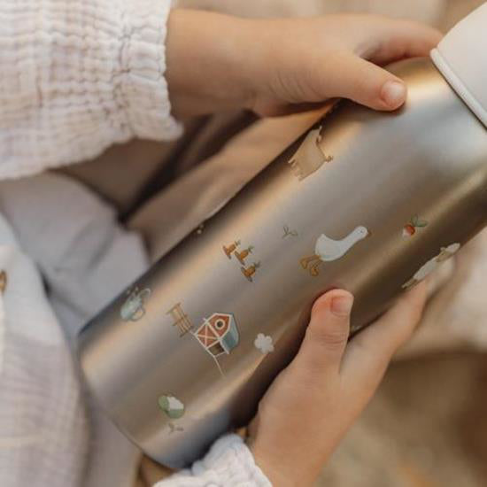 Little Dutch® Steklenička iz nerjavečega jekla flip-up Little Farm 350ml Little Dutch