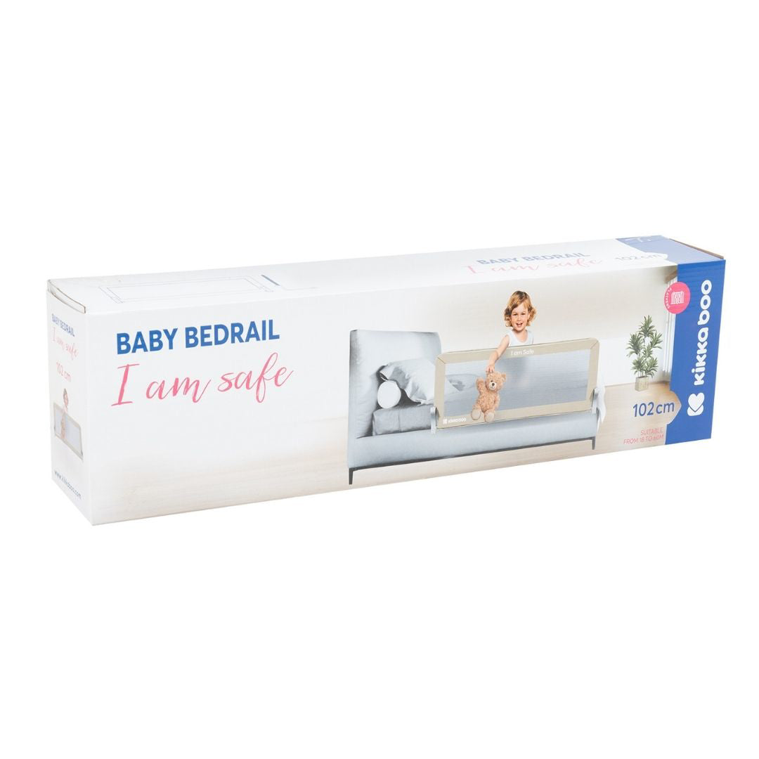 KikkaBoo® Posteljno varovalo I am Safe 102cm Beige KikkaBoo