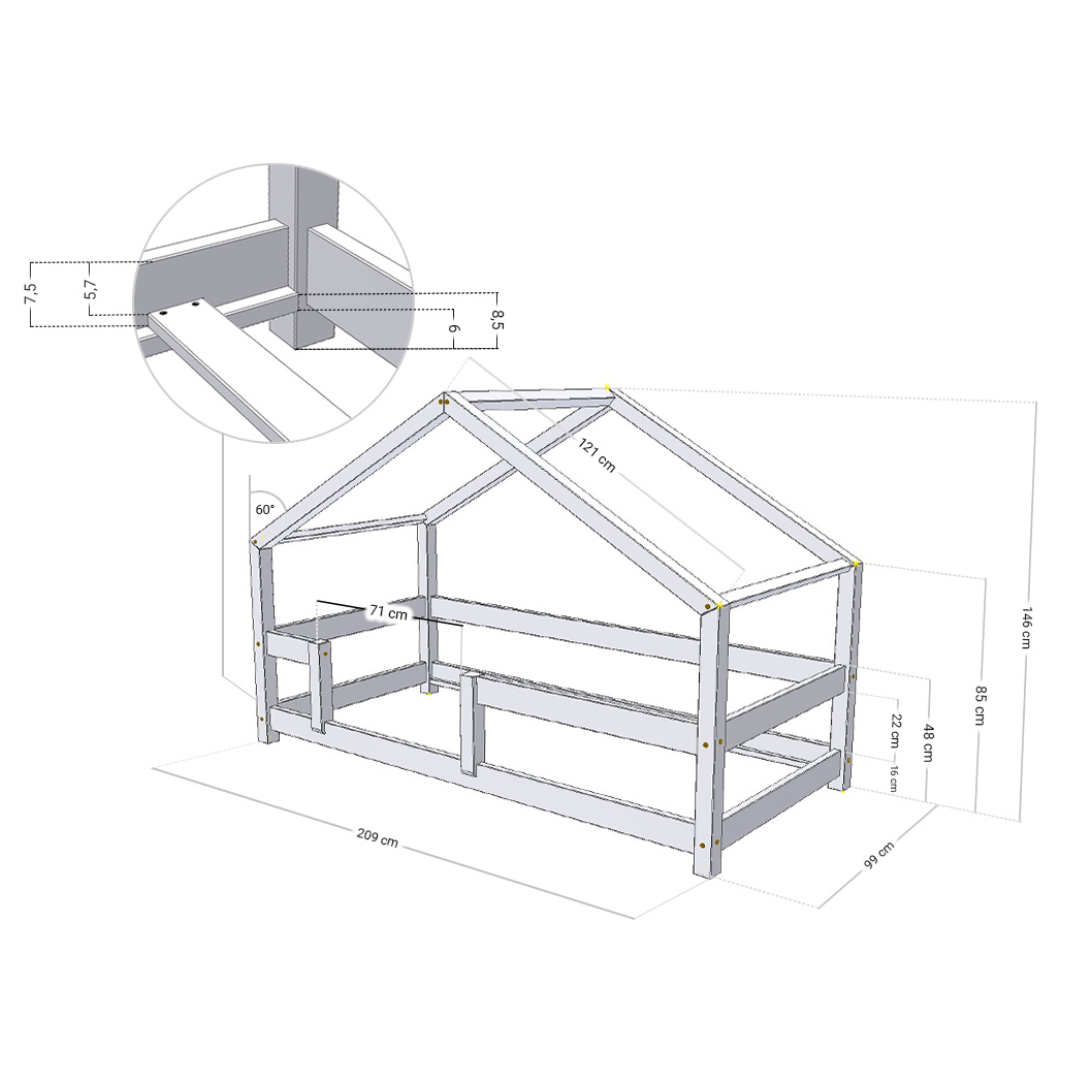 Benlemi® Otroška postelja Lucky 200x90 White Benlemi