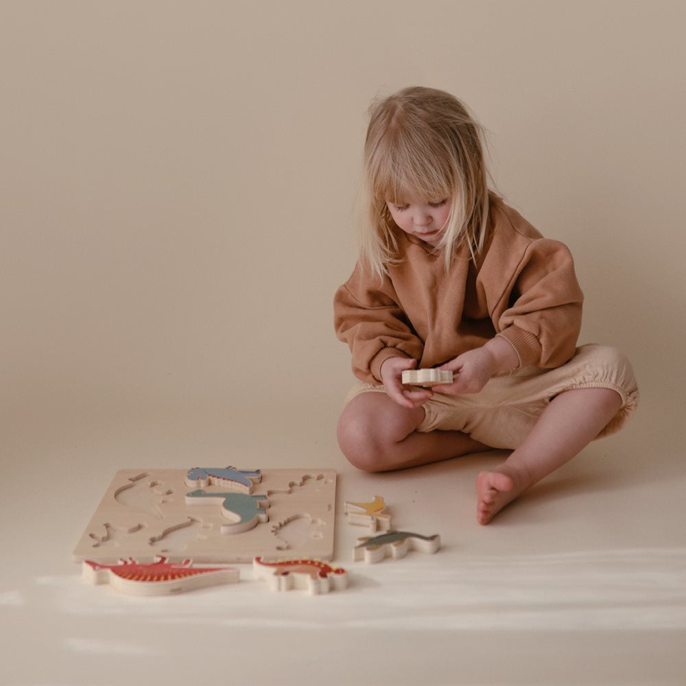 Mushie® Lesena sestavljanka Dinosaur Mushie