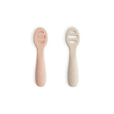 Mushie® Cuillères d’apprentissage en silicone Blush/Shifting Sand