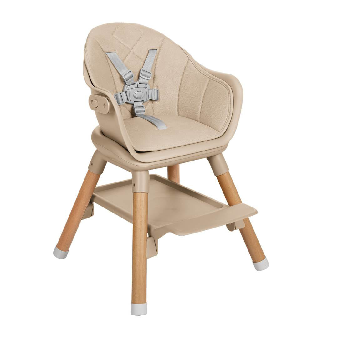 KikkaBoo® Otroški stol za hranjenje 2v1 Woody Beige KikkaBoo