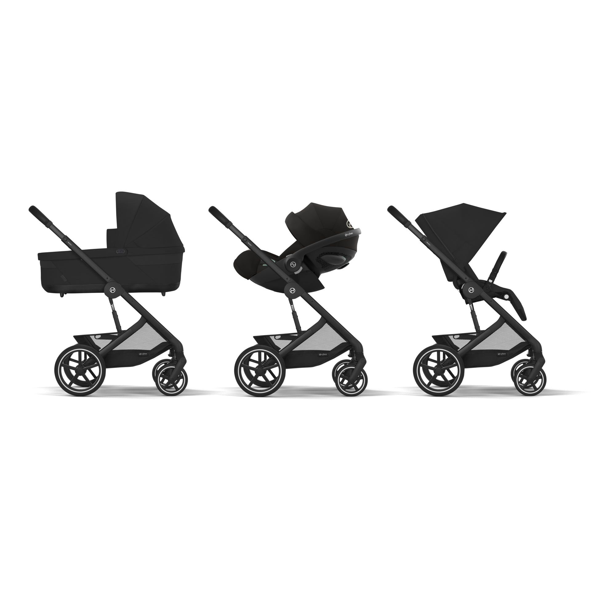 Cybex Otroški voziček 4v1 Balios S Lux + Avtosedež Cloud G + IsoFix baza G Moon Black Cybex