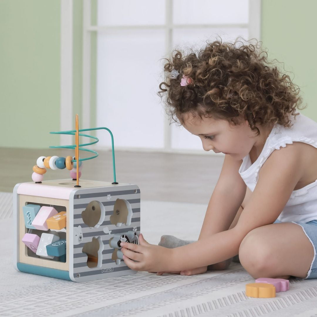 PolarB® Lesena aktivnostna kocka 5v1 PolarB