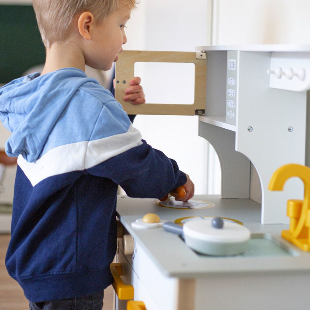 Tryco® Otroška lesena kuhinja z dodatki White/Gold Tryco