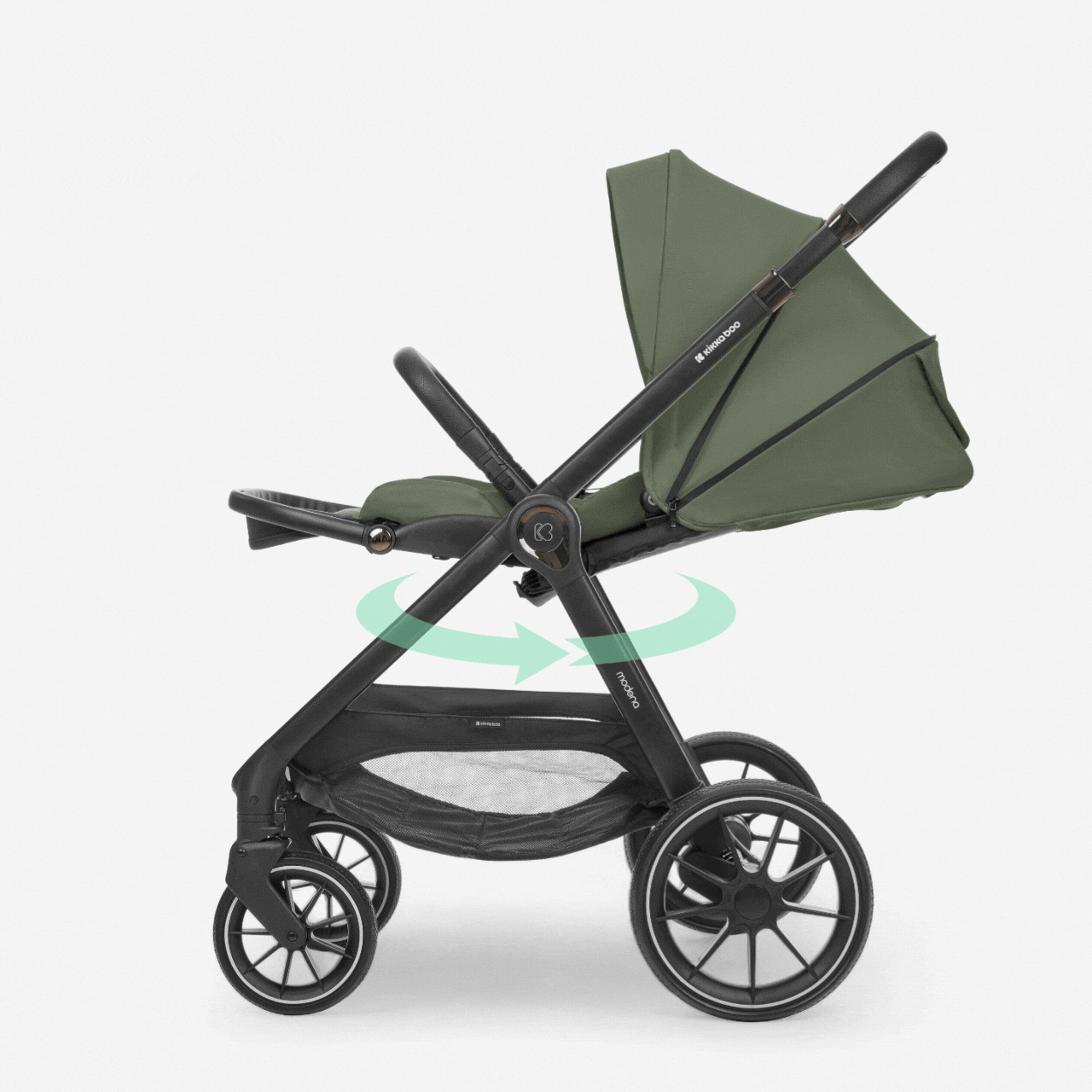 KikkaBoo® Otroški voziček s košaro 3v1 Modena Army Green KikkaBoo