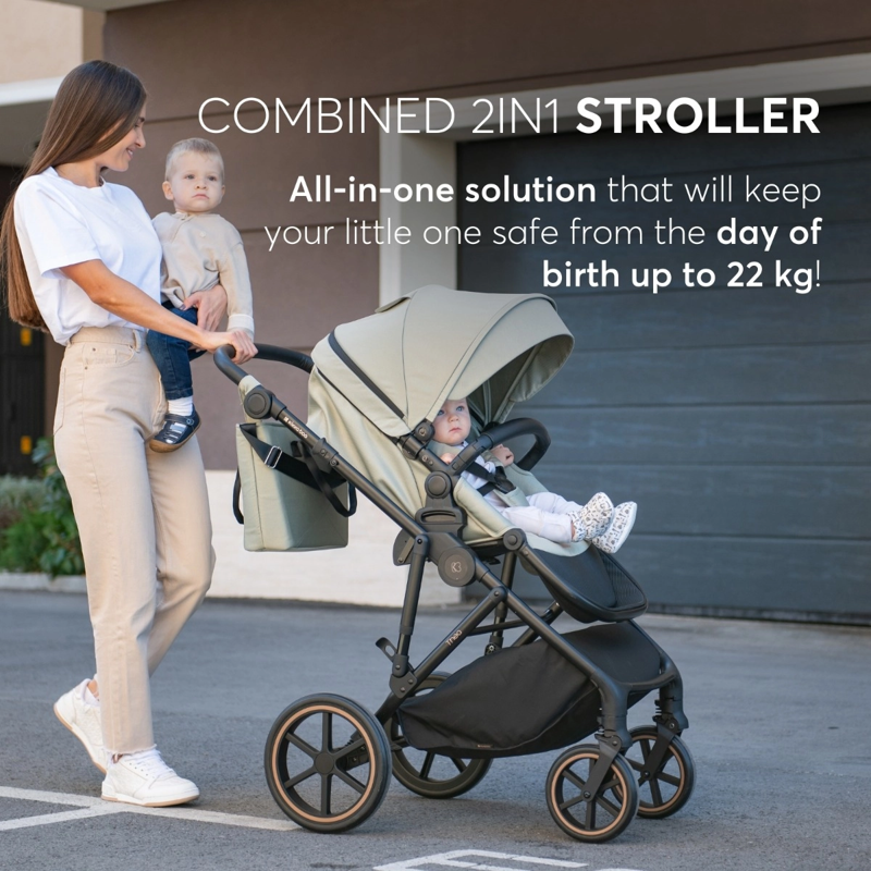 KikkaBoo® Otroški voziček s košaro 2v1 Thea Army Green KikkaBoo