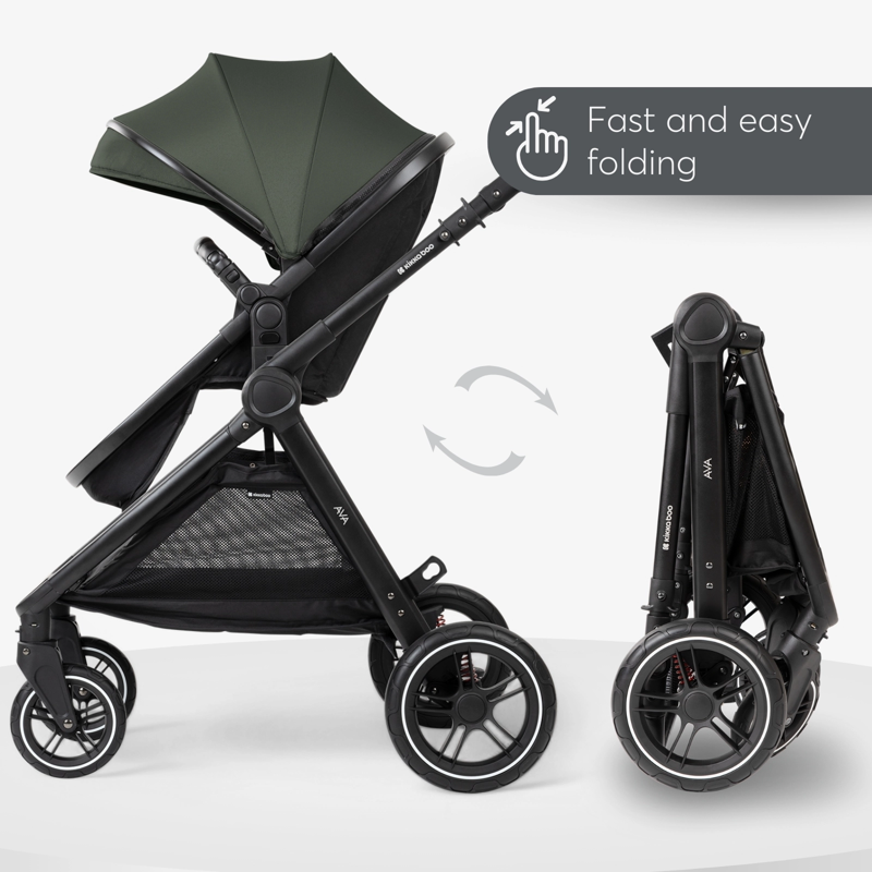 KikkaBoo® Otroški voziček s košaro 3v1 Ava Army Green KikkaBoo