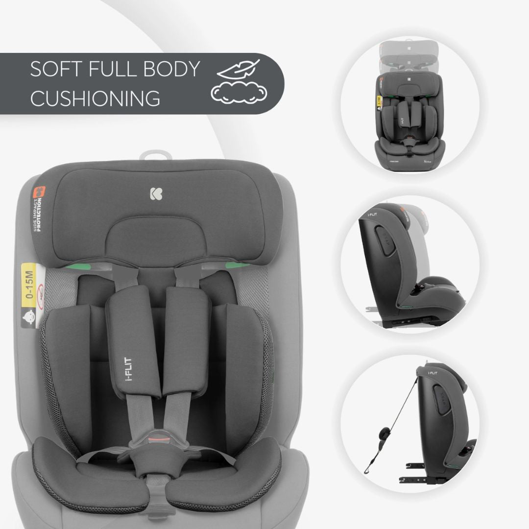 KikkaBoo® Otroški avtosedež i-Flit i-SIZE (76-150 cm) Light Grey KikkaBoo