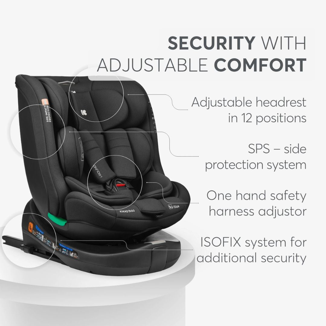 KikkaBoo® Otroški avtosedež 360 i-Round i-SIZE (40-150 cm) Black KikkaBoo