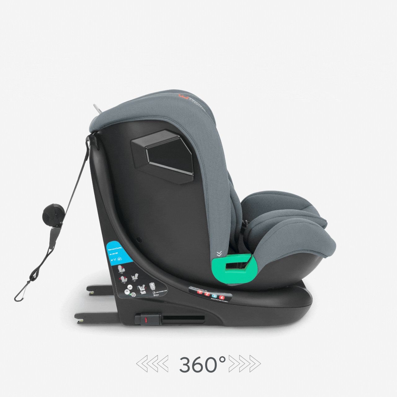 KikkaBoo® Otroški avtosedež 360 i-Roll i-SIZE (40-150 cm) Dark Grey KikkaBoo