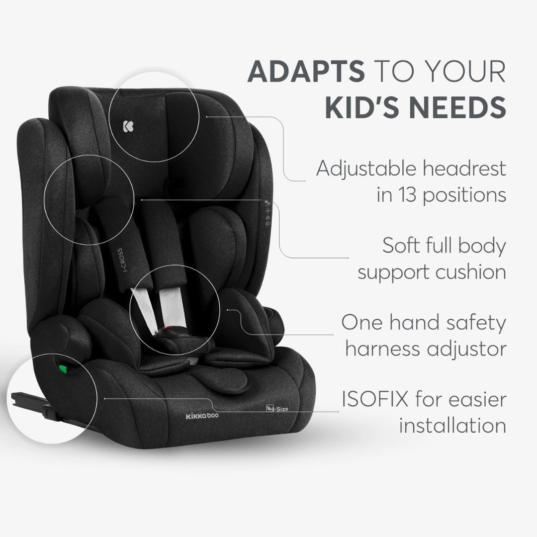 KikkaBoo® Otroški avtosedež i-Cross i-SIZE (76-150 cm) Black KikkaBoo