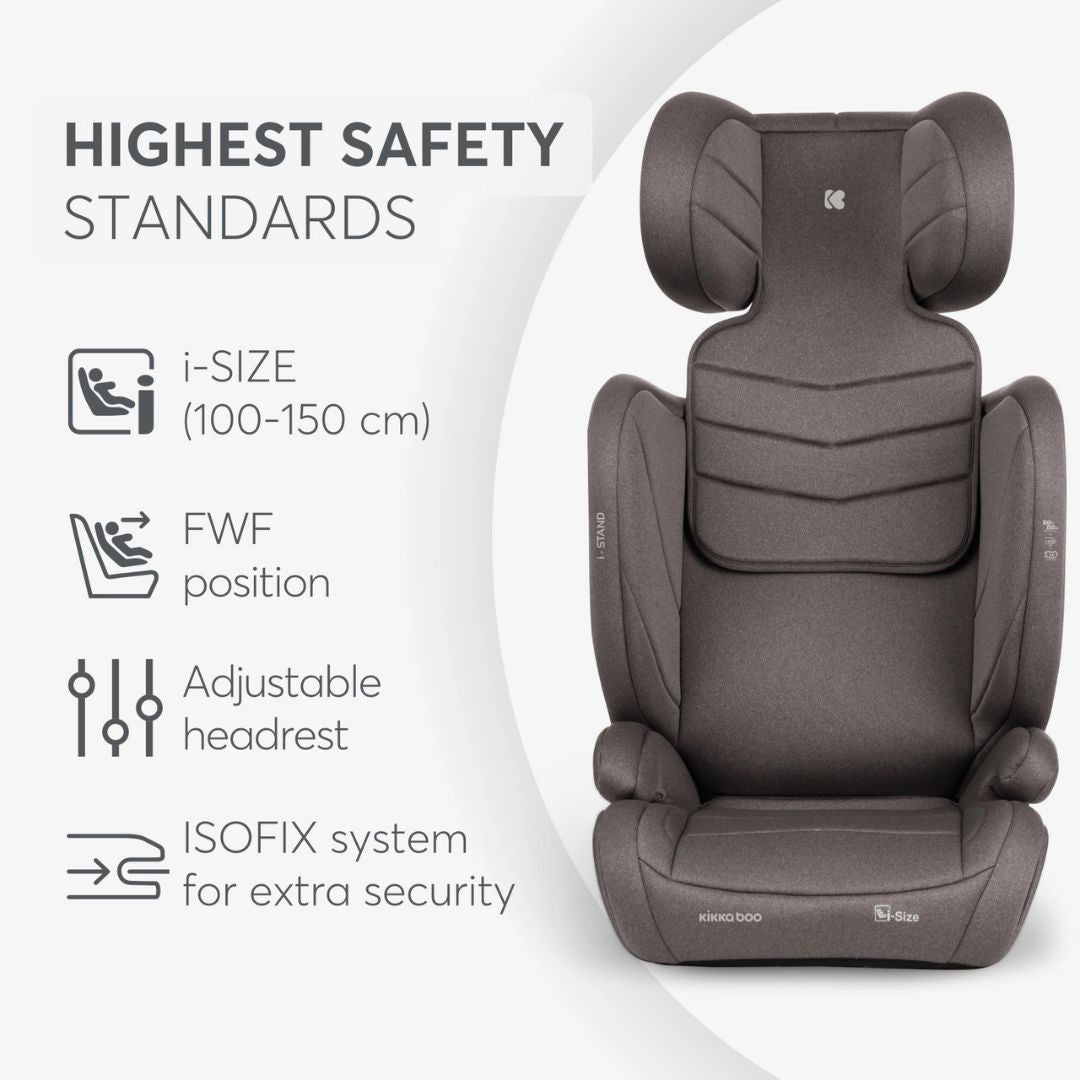 KikkaBoo® Otroški avtosedež i-Stand i-SIZE (100-150 cm) Brown KikkaBoo