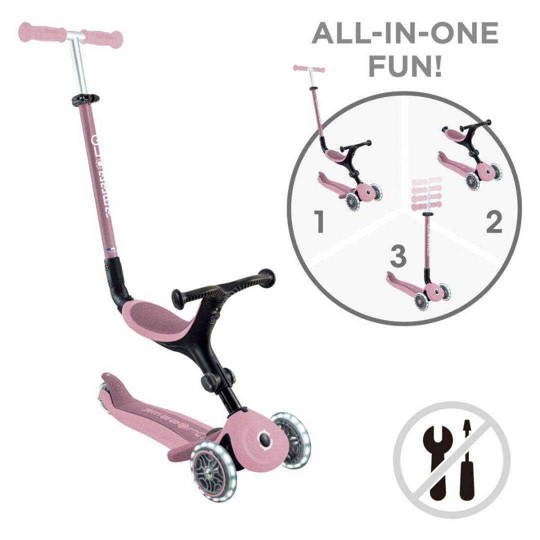 Globber® Zložljivi otroški skiro GO UP Active ECO s svetlečimi kolesi Berry Globber