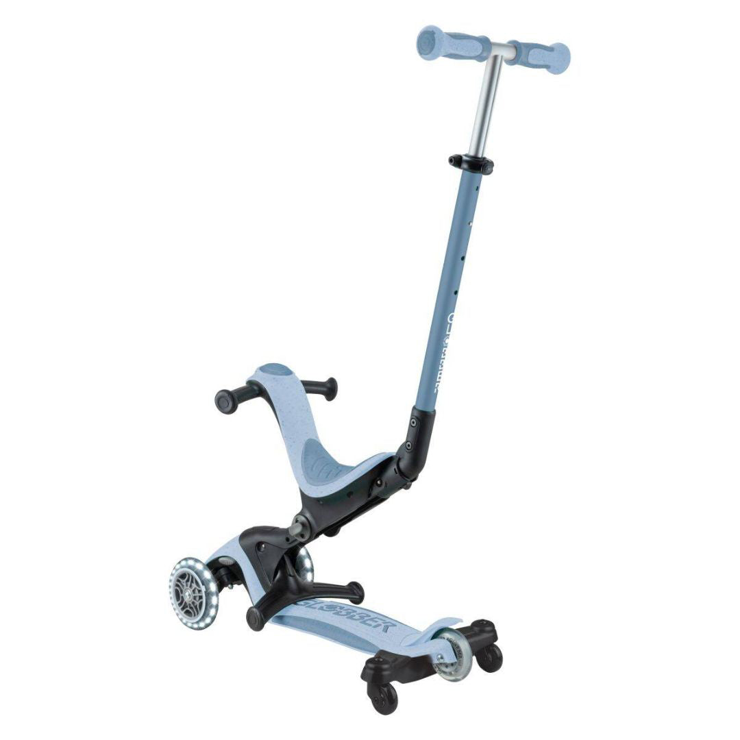 Globber® Zložljivi otroški skiro GO UP deluxe 360° s svetlečimi kolesi Blueberry Globber