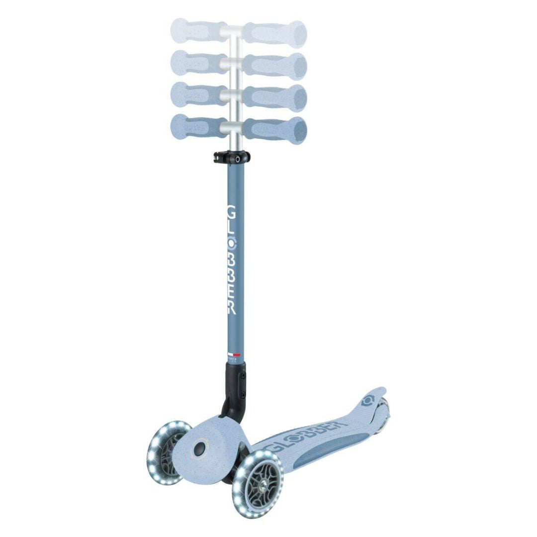 Globber® Zložljivi otroški skiro GO UP deluxe 360° s svetlečimi kolesi Blueberry Globber