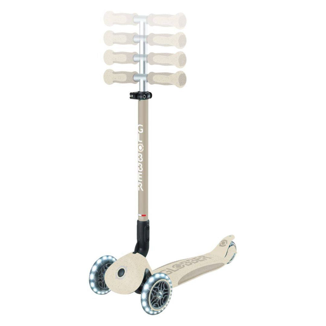 Globber® Zložljivi otroški skiro GO UP deluxe 360° s svetlečimi kolesi Taupe Globber