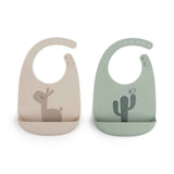 Done by Deer® Set di due bavaglini in silicone Lalee Sand/Green
