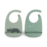 Done by Deer® Set di due bavaglini in silicone Croco Green