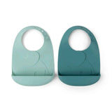 Done by Deer® Set 2 bavaglini in silicone Peekaboo Blue