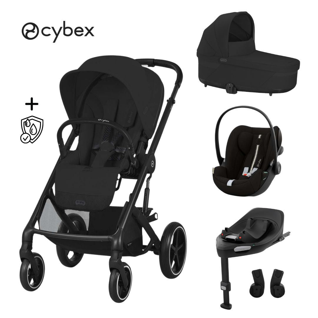 Cybex® Otroški voziček 4v1 Balios S Lux + Avtosedež Cloud G + IsoFix baza G Moon Black (+ Rain cover) Cybex