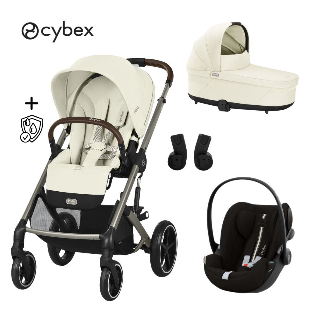 Cybex® Otroški voziček 3v1 Balios S Lux + Avtosedež Cloud G Seashell Beige (+ Rain cover) Cybex