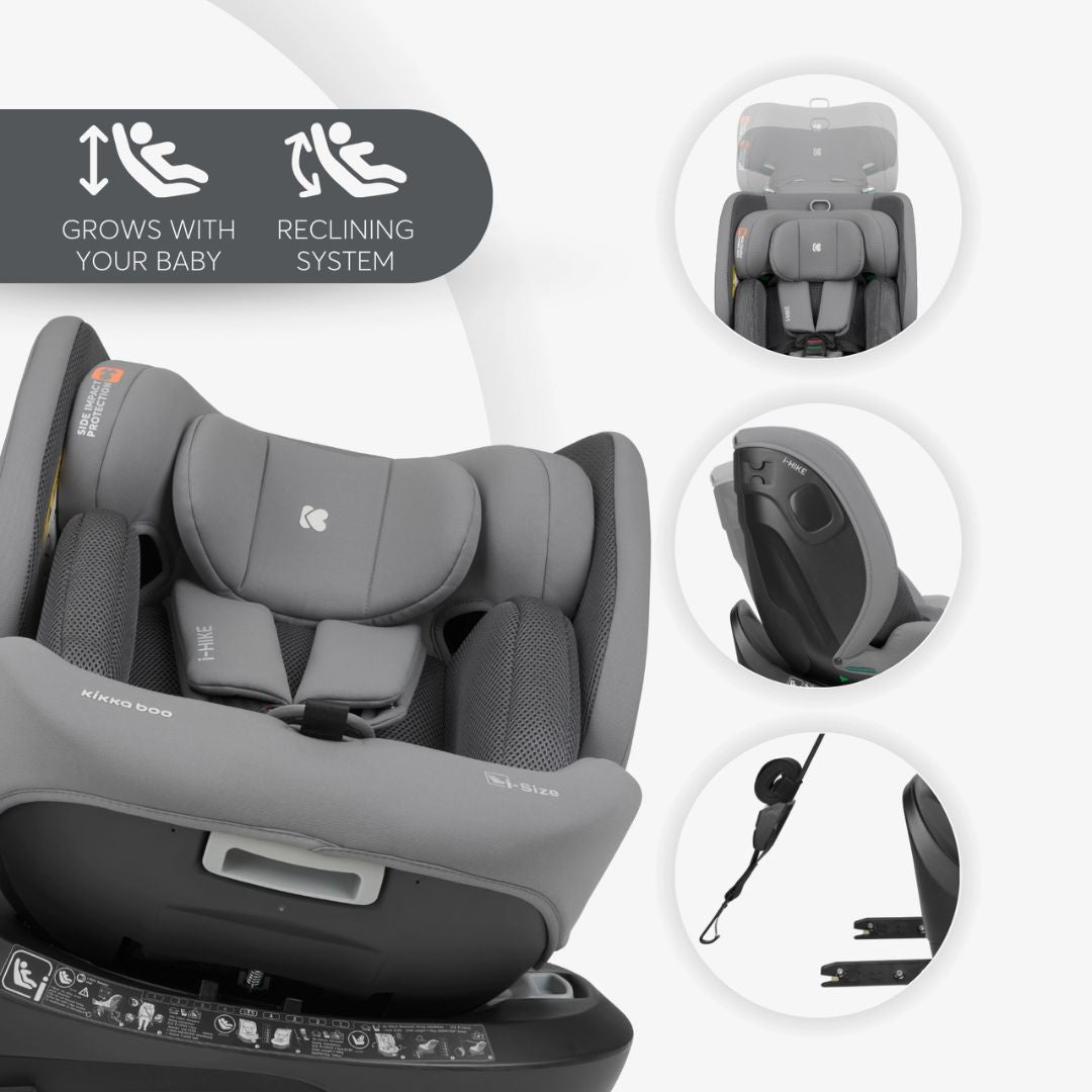 KikkaBoo® Otroški avtosedež 360° i-Hike i-SIZE (40-150 cm) Light Grey 2025 KikkaBoo