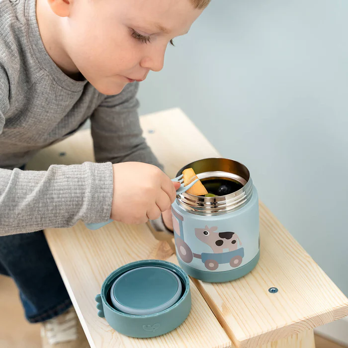 Done by Deer® Termo posodica za hrano 300ml Tiny Farm Blue Done by Deer