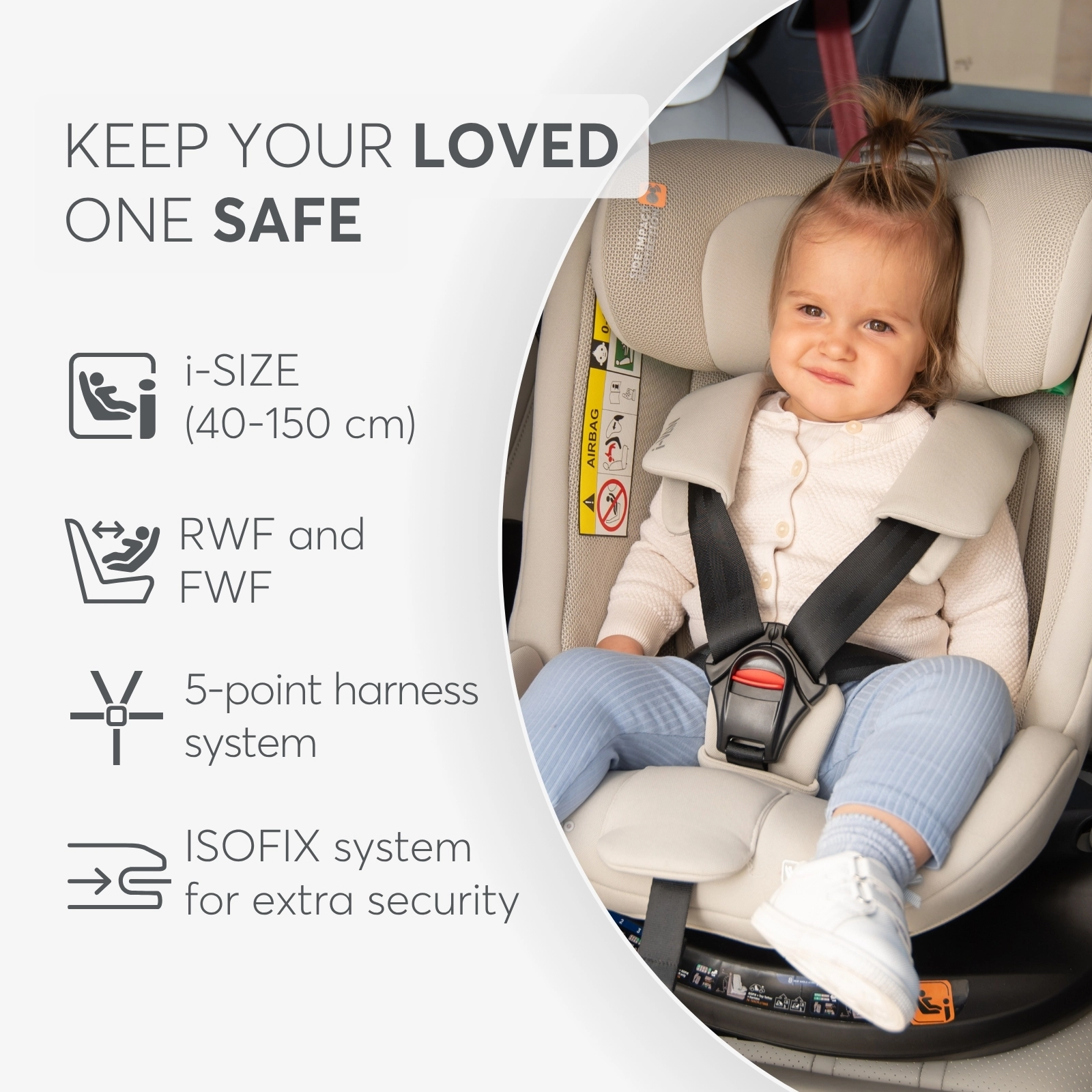 KikkaBoo® Otroški avtosedež 360°i-Van i-SIZE (40-150 cm) Dark Grey KikkaBoo