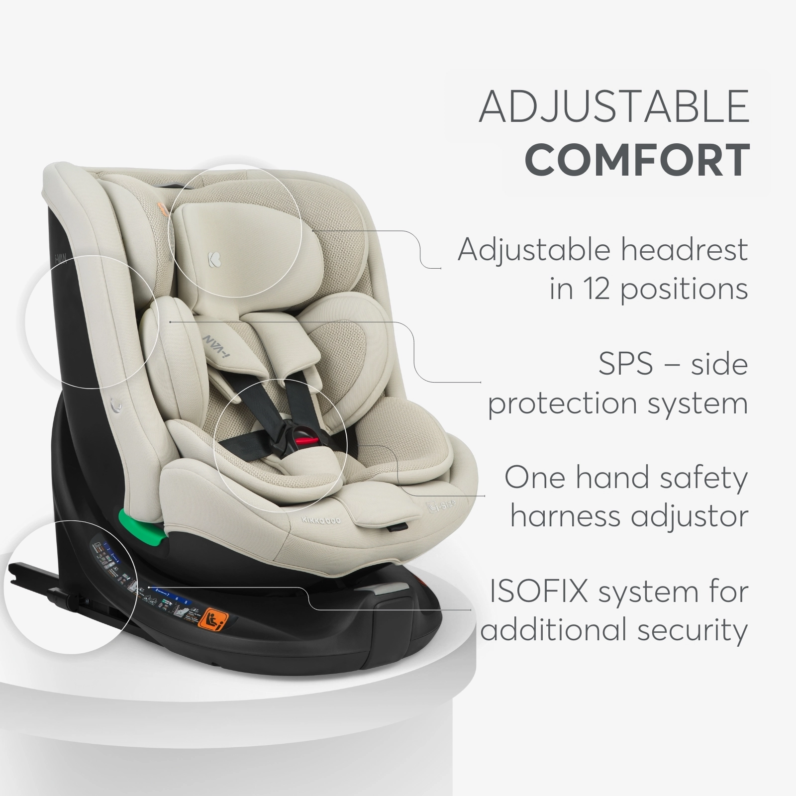 KikkaBoo® Otroški avtosedež 360°i-Van i-SIZE (40-150 cm) Light Beige KikkaBoo