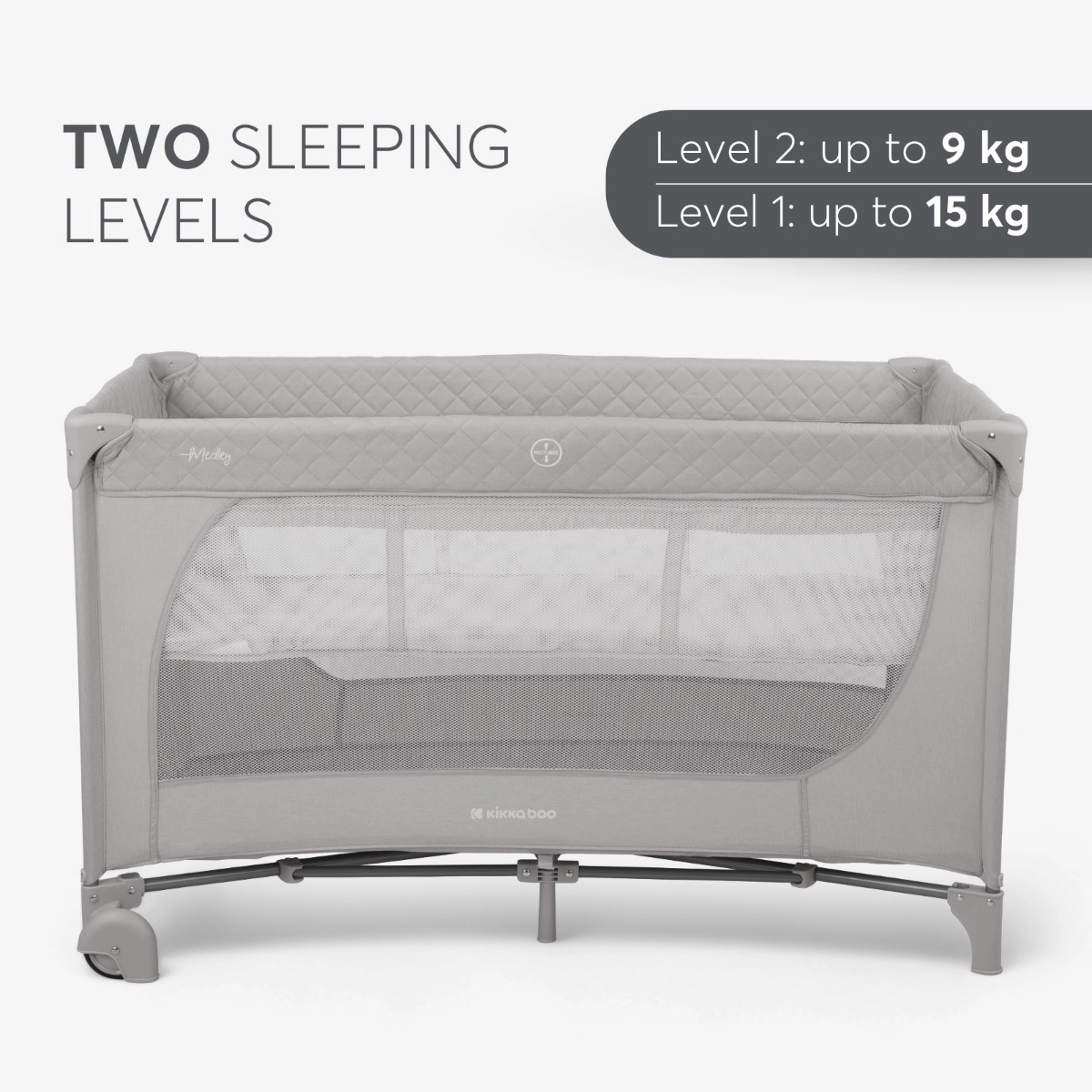 KikkaBoo® Prenosna posteljica 2 levels 125x65 Medley Beige KikkaBoo