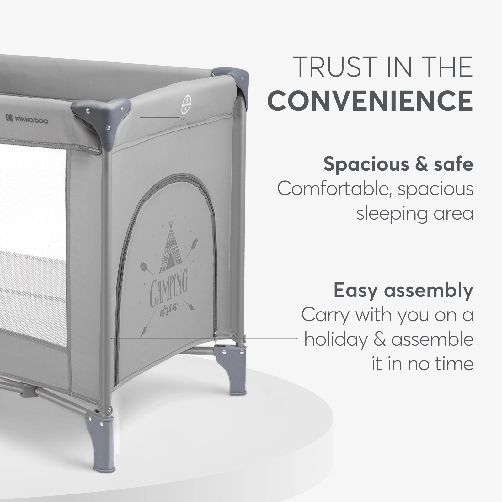 KikkaBoo® Prenosna posteljica 2 levels 125x65 So Gifted Grey KikkaBoo