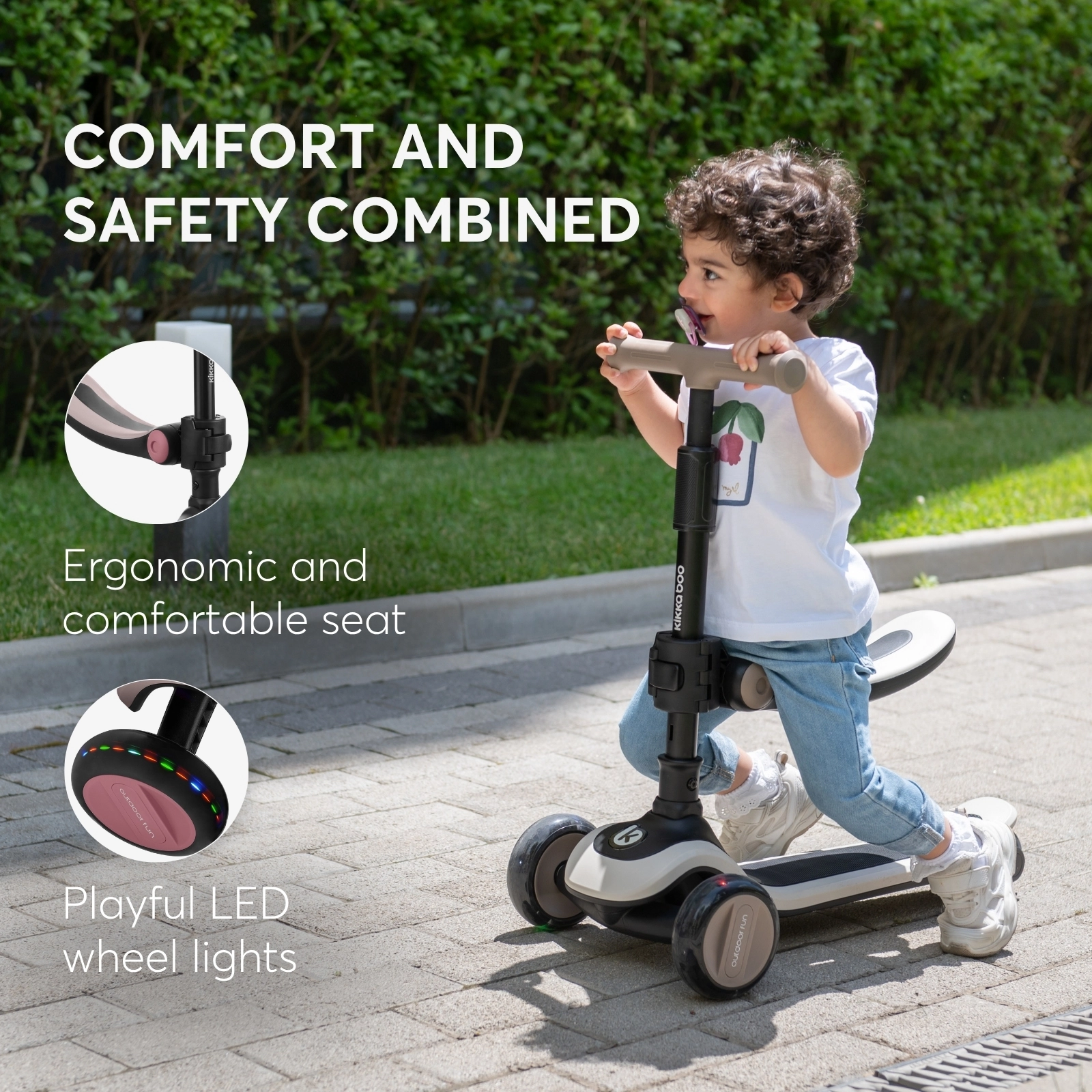 KikkaBoo® Otroški poganjalec/skiro 2v1 Treo Pink KikkaBoo