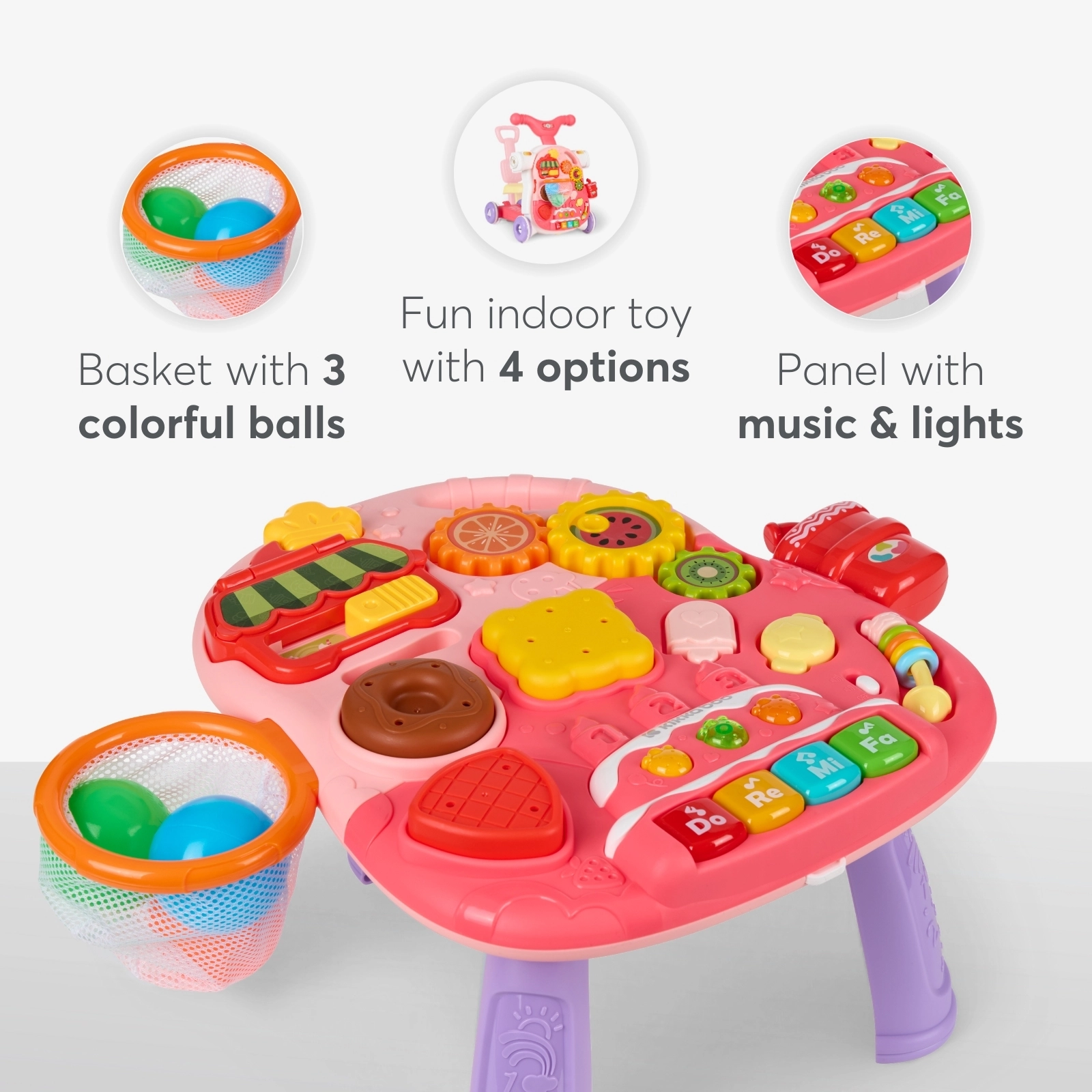 KikkaBoo® Aktivnostni voziček 4v1 Sweet Escape Pink KikkaBoo