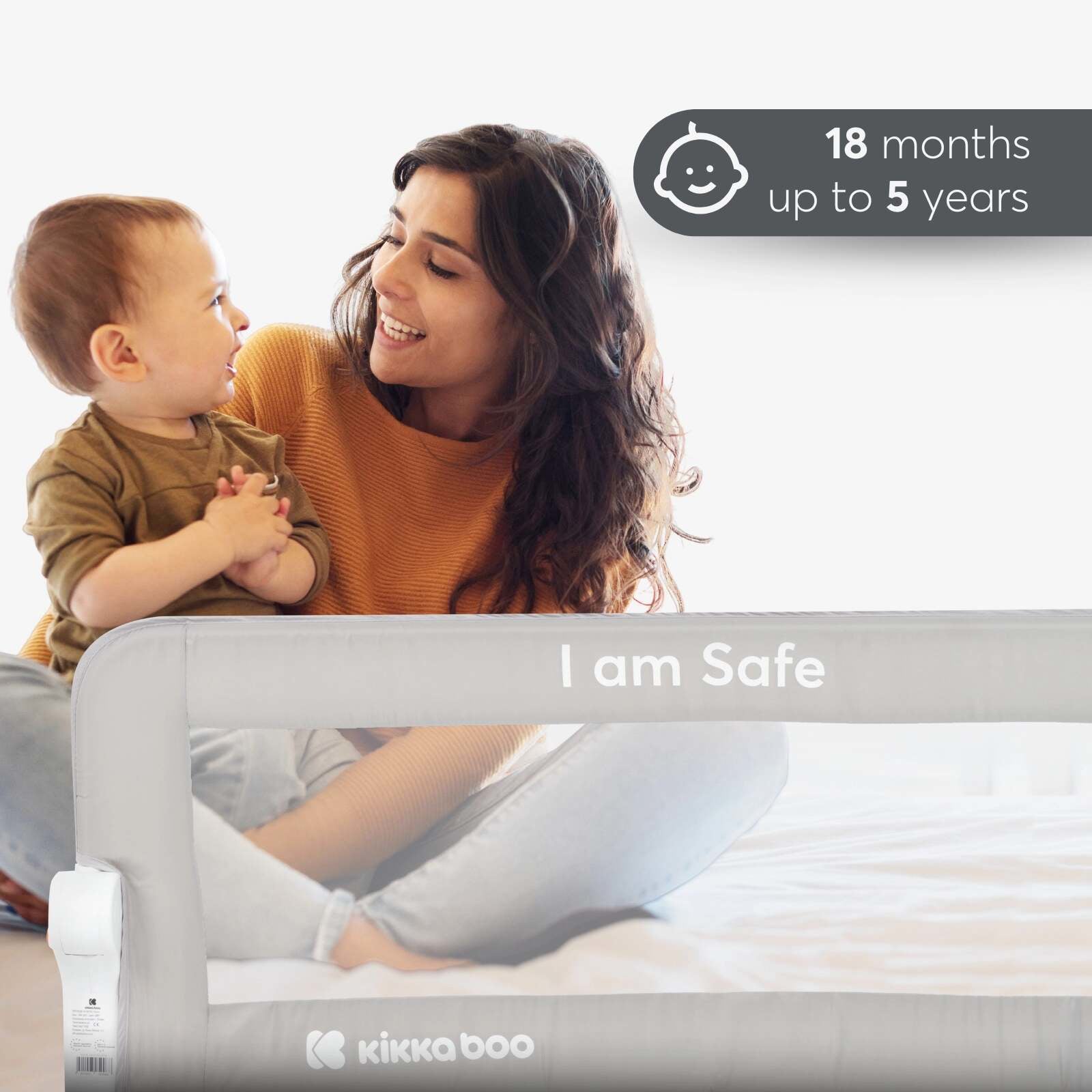 KikkaBoo® Posteljno varovalo I am Safe 150cm Grey KikkaBoo