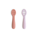 Mushie® Cuillères d’apprentissage en silicone Blush/Shifting Sand