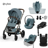 Cybex® Baby Stroller with Folding Bassinet 5in1 Balios S Lux + Amya Carrycot + Cloud G3 Car Seat + IsoFix Base G3 + Sirona G3 Car Seat Stormy Blue (+ Rain cover)