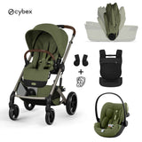 Cybex® Dječja kolica sa sklopivom košarom 3u1 Balios S Lux + Nosiljka Amya + Autosjedalica Cloud G3 Moss Green (+ Kabanica za kišu)