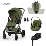 Cybex® Poussette avec nacelle pliable 4-en-1 Balios S Lux + Siège auto Cloud G3 + Base IsoFix G3 Moss Green