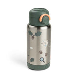 Done by Deer® Termo steklenička s slamico 340 ml Tiny trails Green