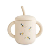 Mushie® Silikonski kozarček s slamico Bees
