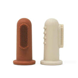 Mushie® Lot de 2 brosses à dents de doigt  - Clay/Shifting Sand