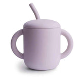 Mushie® Silikonski kozarček s slamico Soft Lilac