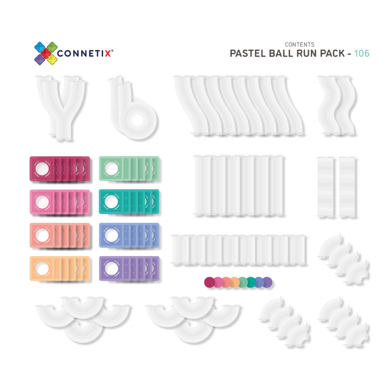 Connetix® Magnetne ploščice Pastel Ball Run Pack 106-delni Connetix