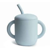 Mushie® Silikonski kozarček s slamico Powder Blue