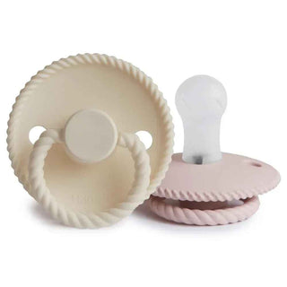 Frigg® Suzetă din silicon Rope Blush/Cream