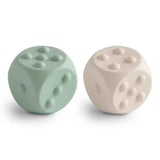 Mushie® Silikonske didaktičke kocke Cambridge Blue/Shifting Sands 