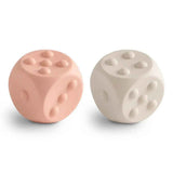Mushie® Silikonske didaktičke kocke Blush/Shifting Sands